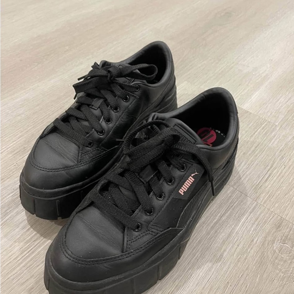 Puma Black and Pink Platform Sneakers